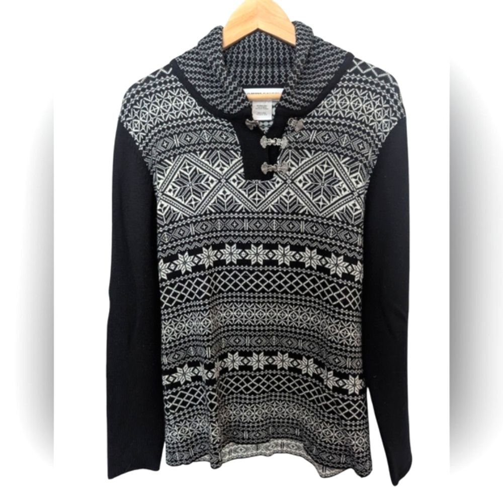 OBERMEYER Women's Fairisle Nordic Ski Sweater Large Black & White